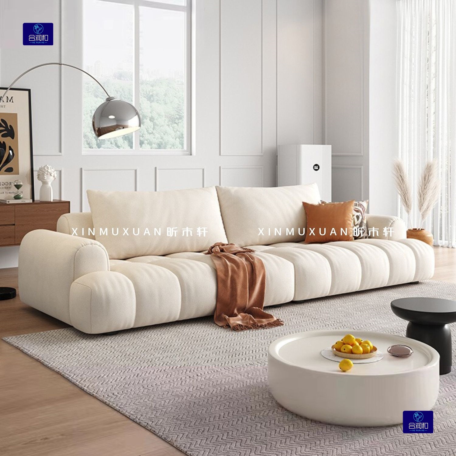 Modern Simple Cloud Sofa Puff Sofa Marshmallow Small Apartment Fabric Sofa Cat Scratch Cloth Cream Style Living Room