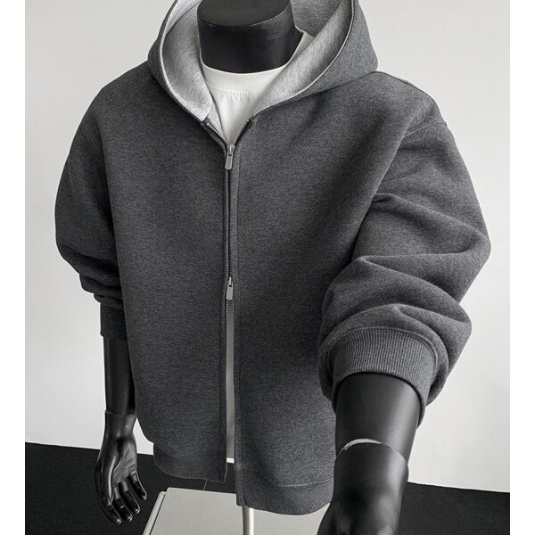 Cross-Border 430g Heavy Splicing Cardigan Hooded Sweatshirt Men's American Fashion Brand Boxy Short Silhouette Top Casual Cross-Border 430g Heavy Splicing Cardigan Hooded Sweatshirt Men's American Fashion Brand Boxy Short Silhouette Top Casual