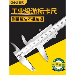 Deli Vernier Caliper High-Precision Stainless Steel Industrial-Grade Small Oil Standard Caliper Depth Ruler Household Measuring Ruler