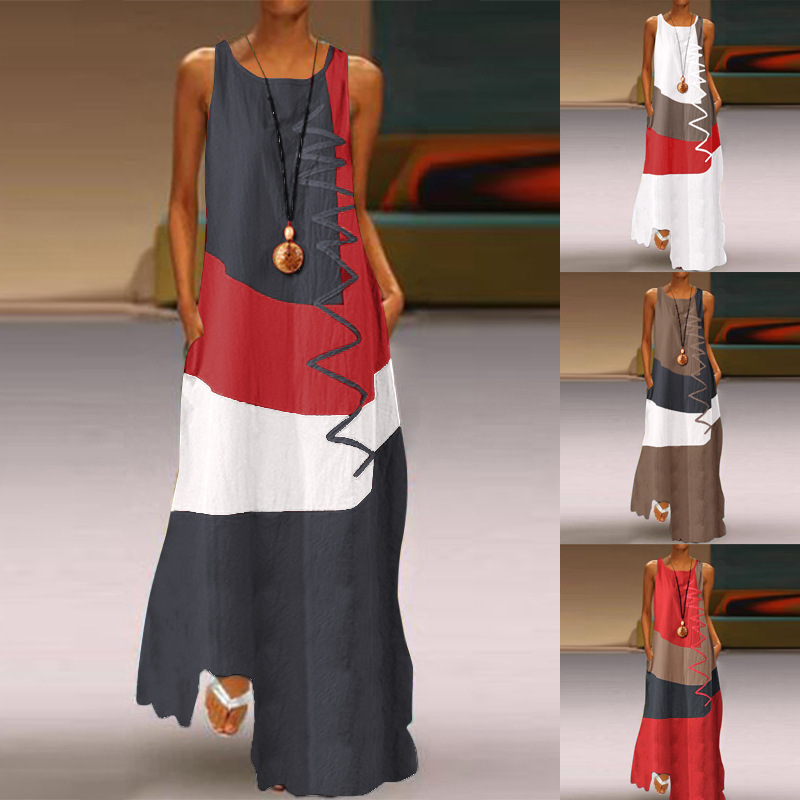 Retro summer elegant fashionable dress sleevless