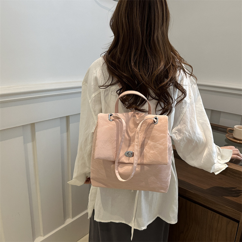 Mochila texturizada, mochila de mujer, mochila de mujer 2024 nueva moda, mochila de color sólido, mochila de viaje corto para estudiantes universitarios