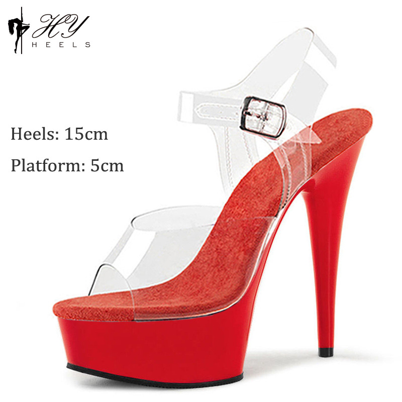 Sandal cao gót nữ gót nhọn 15 cm — Màu đen, Màu hồng, Màu trắng, Màu mơ