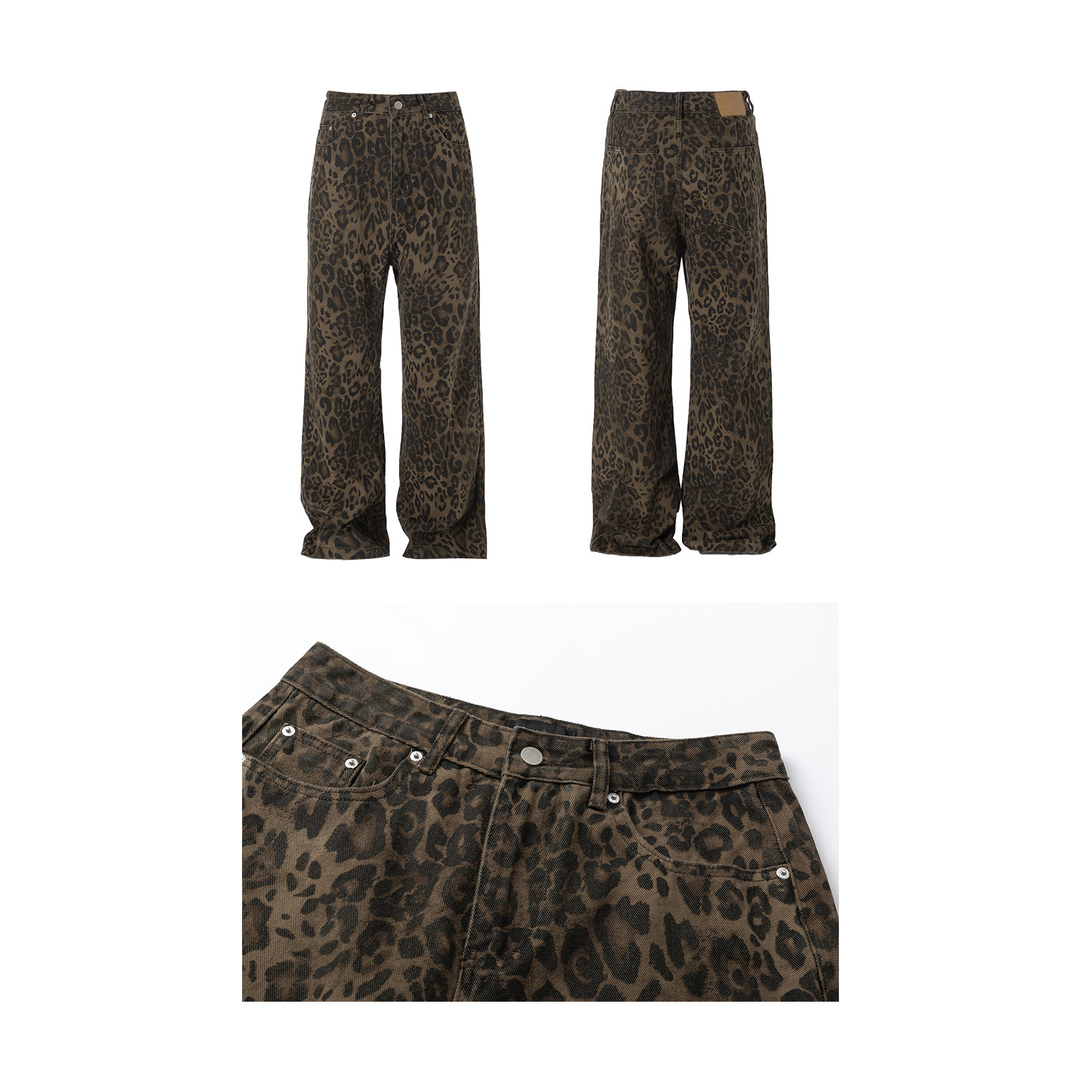 Whoowap americano retro High Street marea suelta desierto calle leopardo imprimir drapeado recto apenado hombres y mujeres guardapolvos