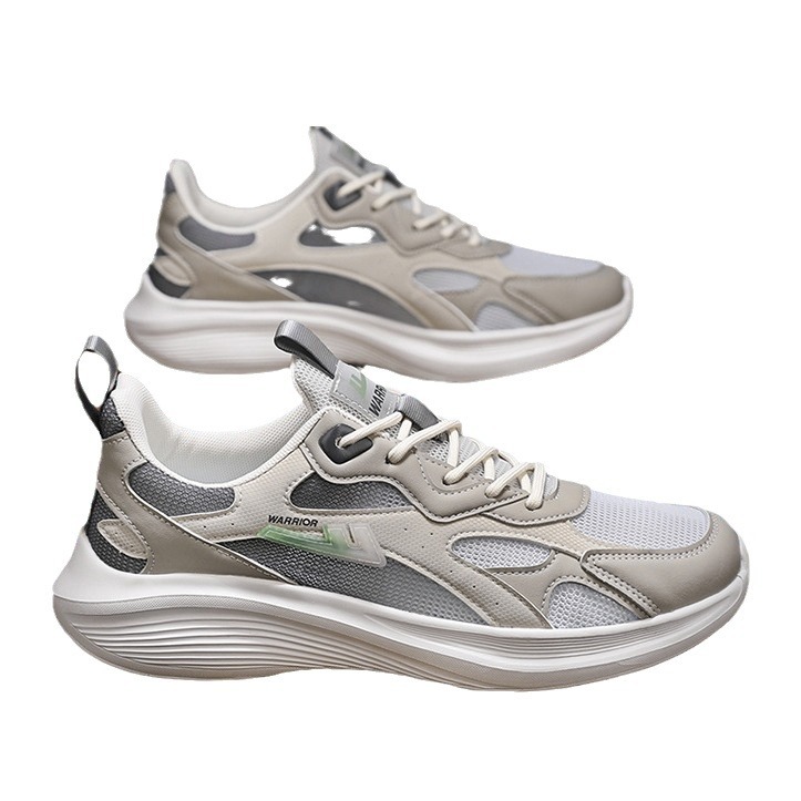 Zapatillas de malla transpirables y ligeras con cordones degradados, calzado versátil de suela gruesa, nuevas zapatillas deportivas casuales para hombre.