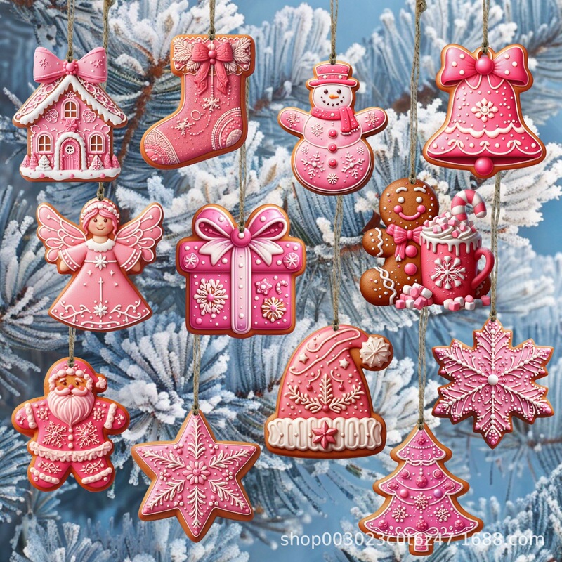 2 Pieces of Handmade Christmas Wooden Pink Gingerbread Christmas Ornaments Set Christmas Perfect Holiday Tree Decorations and Gifts 2 Pieces of Handmade Christmas Wooden Pink Gingerbread Christmas Ornaments Set Christmas Perfect Holiday Tree Decorations and Gifts