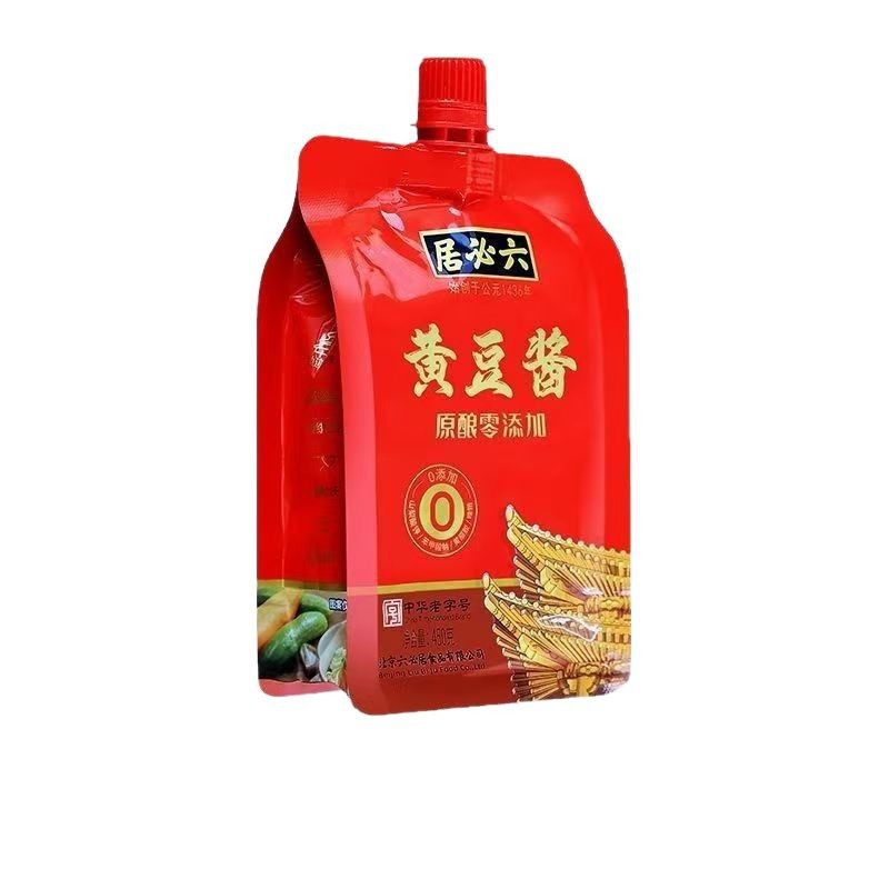 六必居黄豆酱450g/袋原酿0添加食品剂熟酱鲜香家用炒菜炸酱面大酱