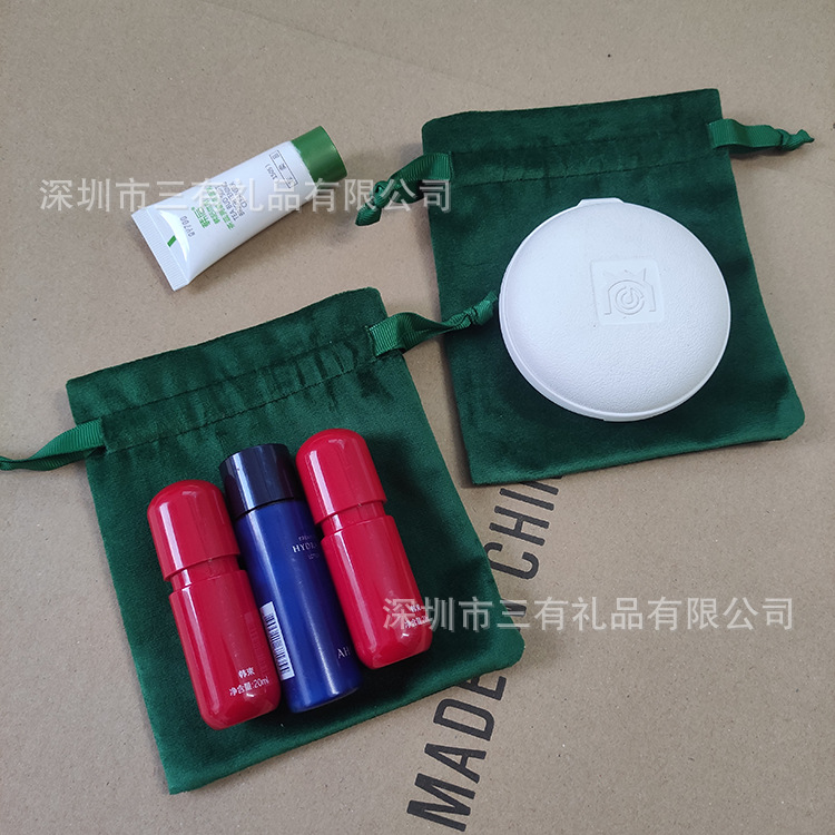 墨绿色丽丝绒束口袋