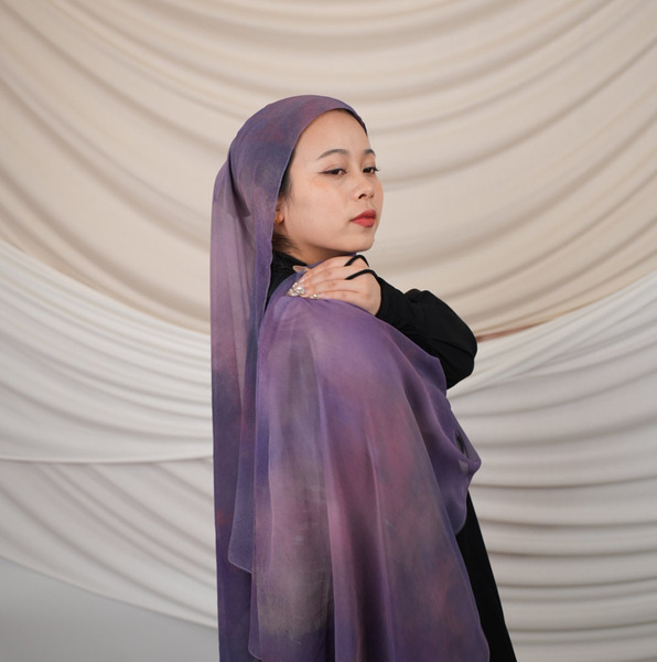 Bofu imitation silk double-sided penetration printing Silky Chiffon…