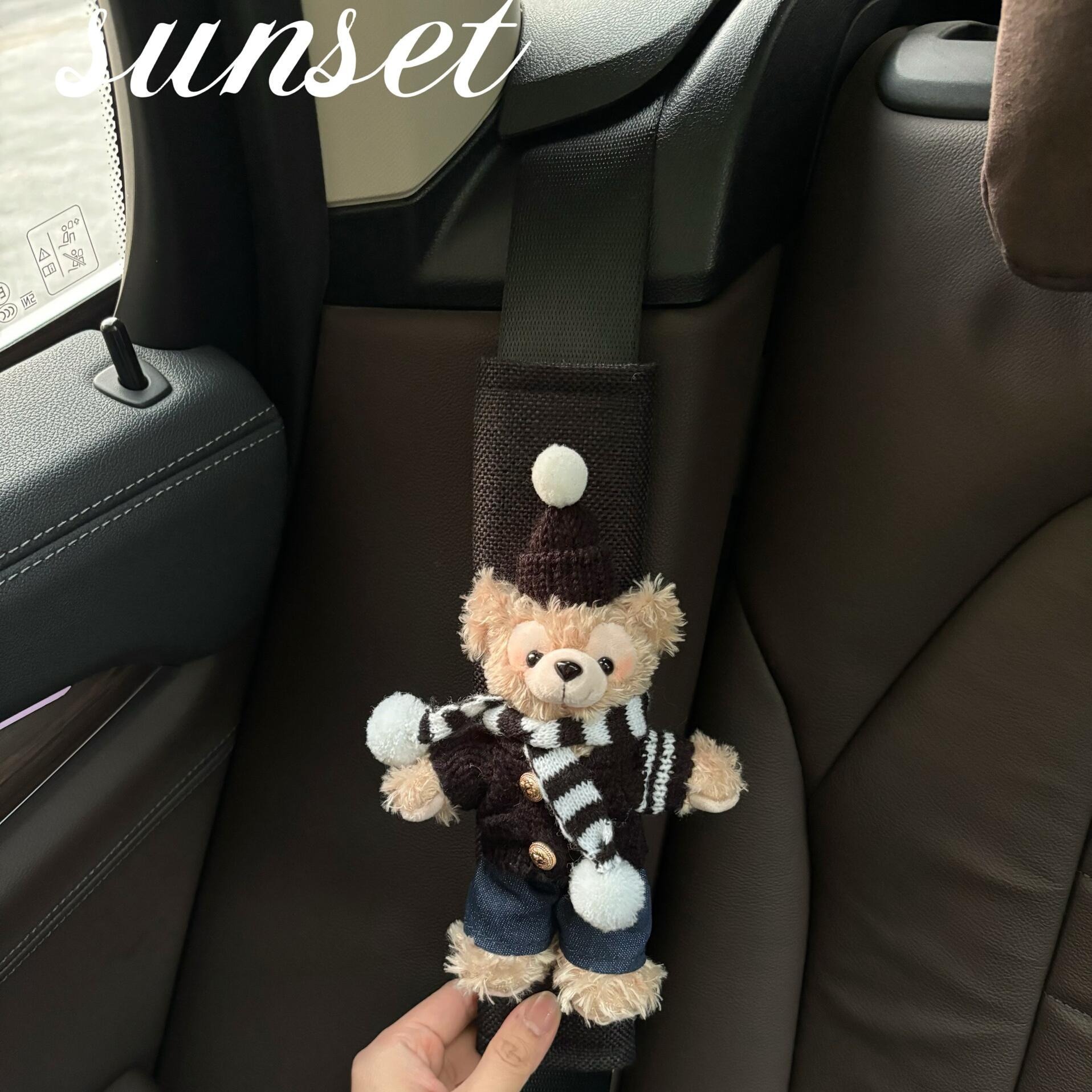 Sunset oso cinturón de coche funda de hombro cuello anti-estrangulado cinturón de seguro para niños muñeca de peluche regalo de coche nuevo Duffy