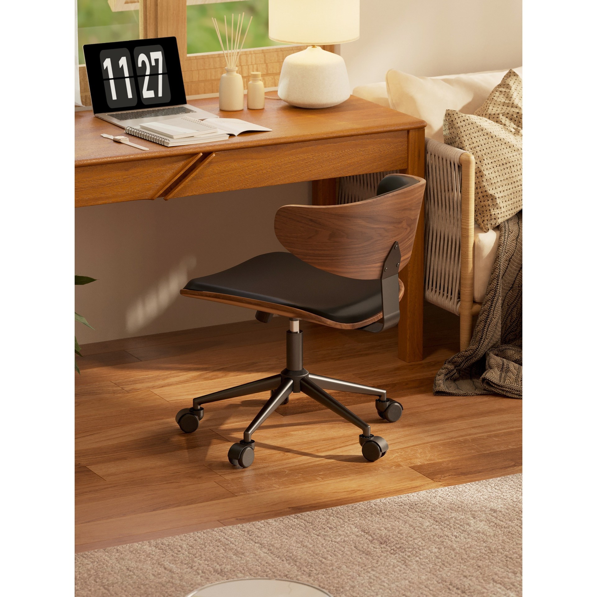 Silla de computadora de estilo medieval sala de estudio doméstica silla de respaldo de oficina elevable silla de escritorio giratorio silla de madera maciza silla imes