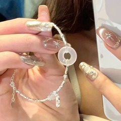 新款和田玉碎银几两手链女轻奢小众设计精致平安扣手环情人节礼物