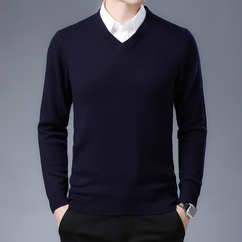 Demi-season woolen solid color sweater