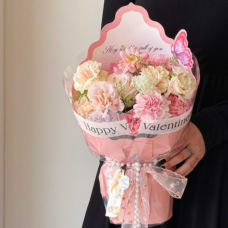 Qisejin nuevo producto mariposa voladora borde ondulado pieza moldeada engrosada DIY embalaje de flores hecho a mano floristería embalaje floral