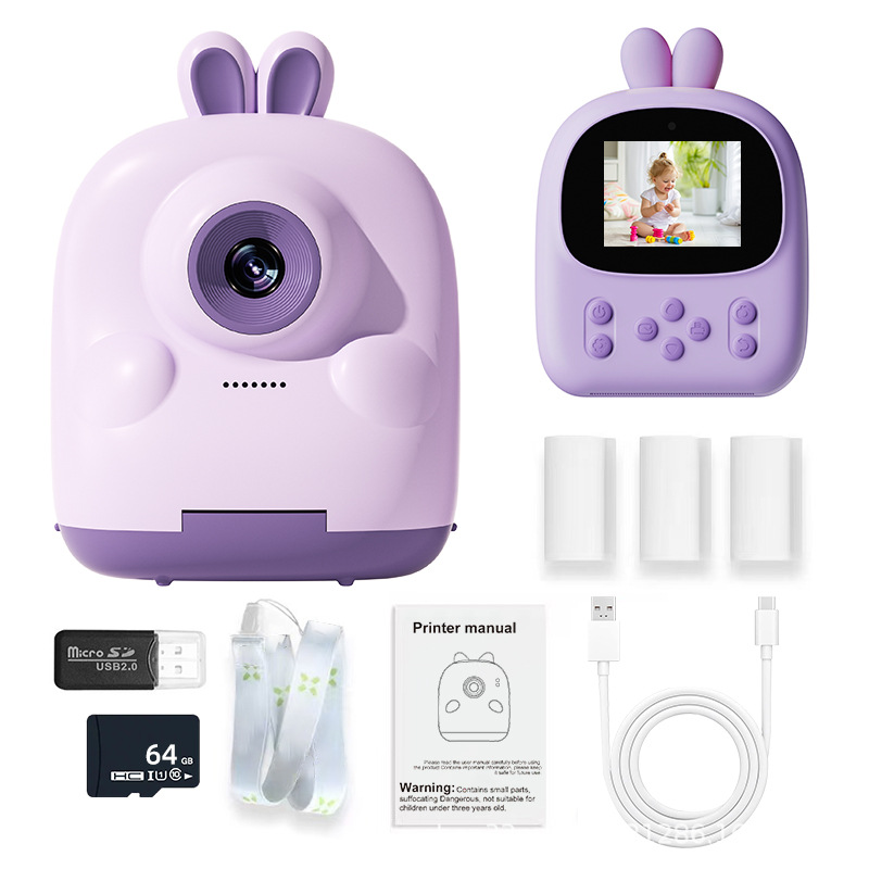 La nueva cámara para niños transfronteriza Polaroid puede tomar fotos e imprimir dibujos animados digital mini X2 HD fábrica de origen de cámara dual