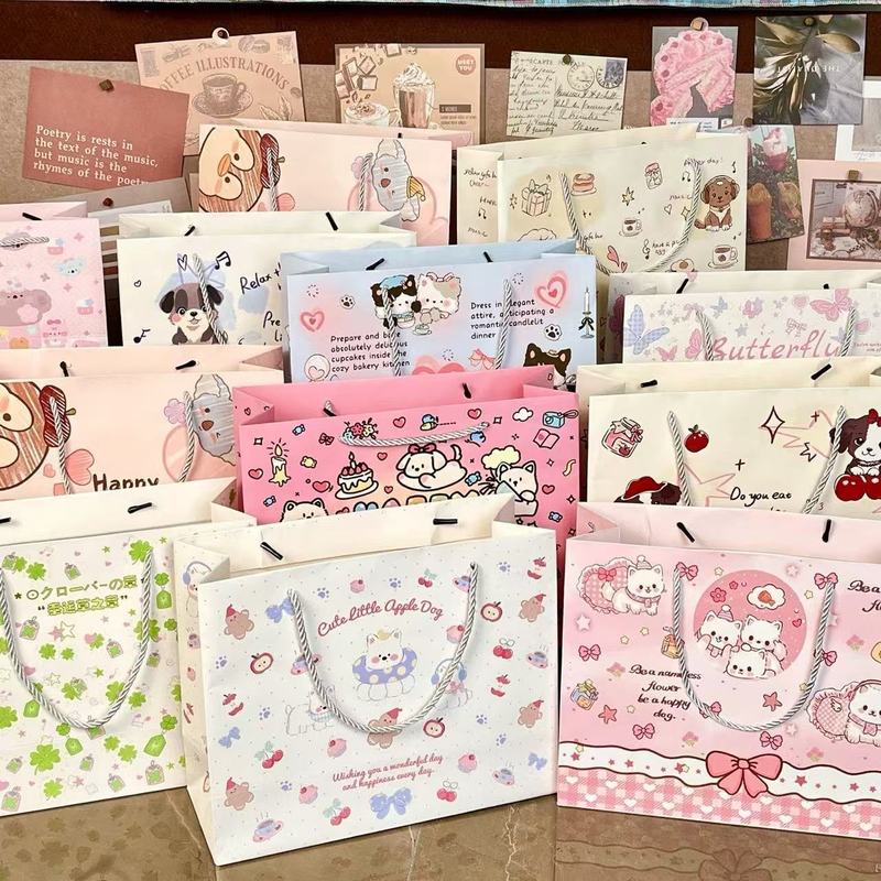 礼品袋大合集高颜值硬壳加厚白卡纸大容量ins简约精致卡通手提袋|undefined