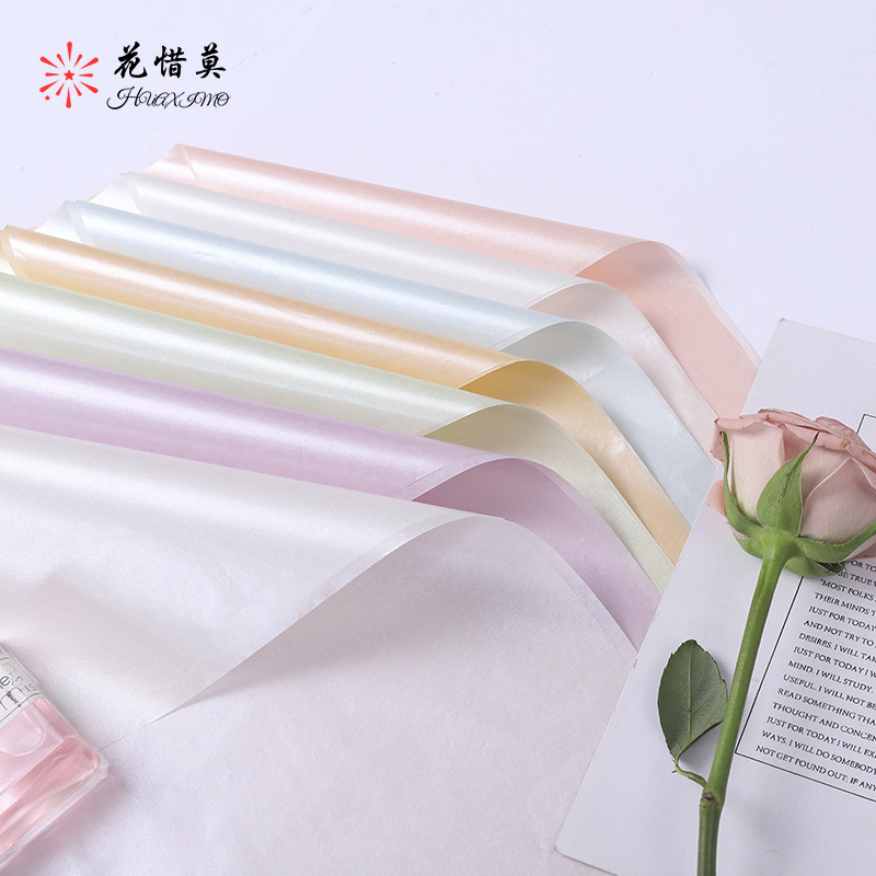 新款珠光雪梨纸鲜花包装纸花艺包装材料韩式防水花束包装纸花店