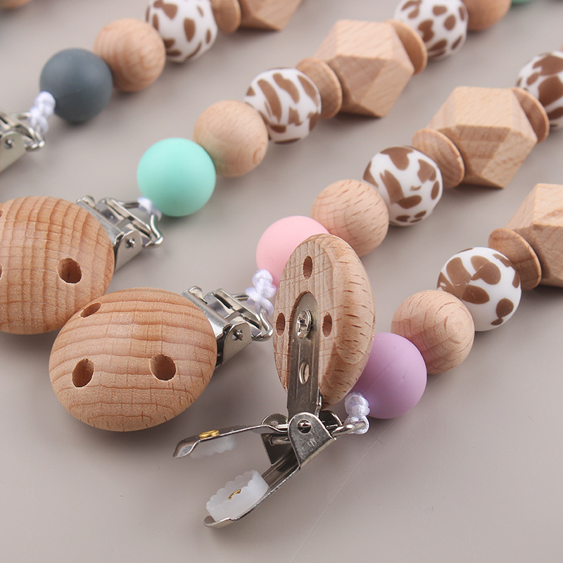 Productos para bebés, leche tranquilizadora, clip de cadena de boca de haya, linda vaca, cadena anti-caída de silicona, cadena anti-caída de Amazon