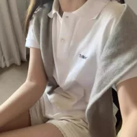 Поло, товары Южной Кореи, футболка, с вышивкой, с short sleeve