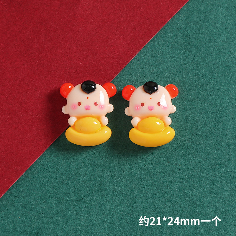 新年福娃元宝字牌樹脂部品diyクリームゴム携帯ケースヘアピン冷蔵庫貼り装飾材料