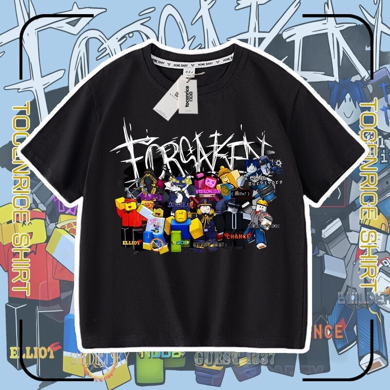 Cross-Border New Product Forsaken Roblox Game Peripheral Short-Sleeved Tops Summer Clothing for Men, Women and Children Short-Sleeved Summer Clothing Cross-Border New Product Forsaken Roblox Game Peripheral Short-Sleeved Tops Summer Clothing for Men, Women and Children Short-Sleeved Summer Clothing