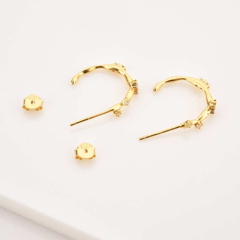 1 Pair Simple Style Geometric Plating Sterling Silver 18k Gold Plated Hoop Earrings Drop Earrings Ear Studs display picture 16