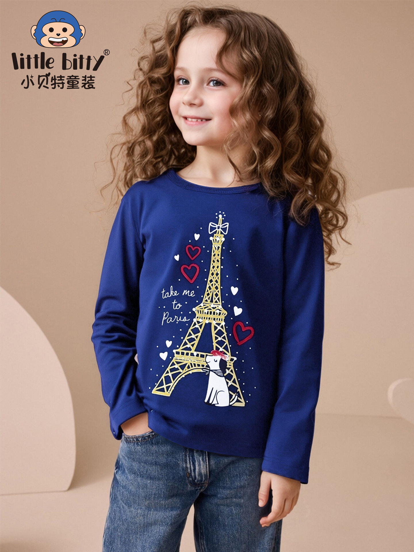 Autumn and Winter Cross-Border 2025 Girls Long-Sleeved T-Shirt Cartoon Print Pattern European and American Style Casual Outing Knitwear