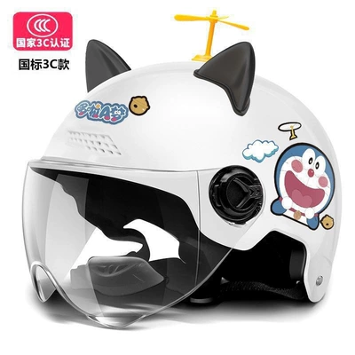 men and women, new all-season men's – Motosiklet kaskı (dəbilqə) - 3cdoraemon-white-black-ears-windmill-white-mirror