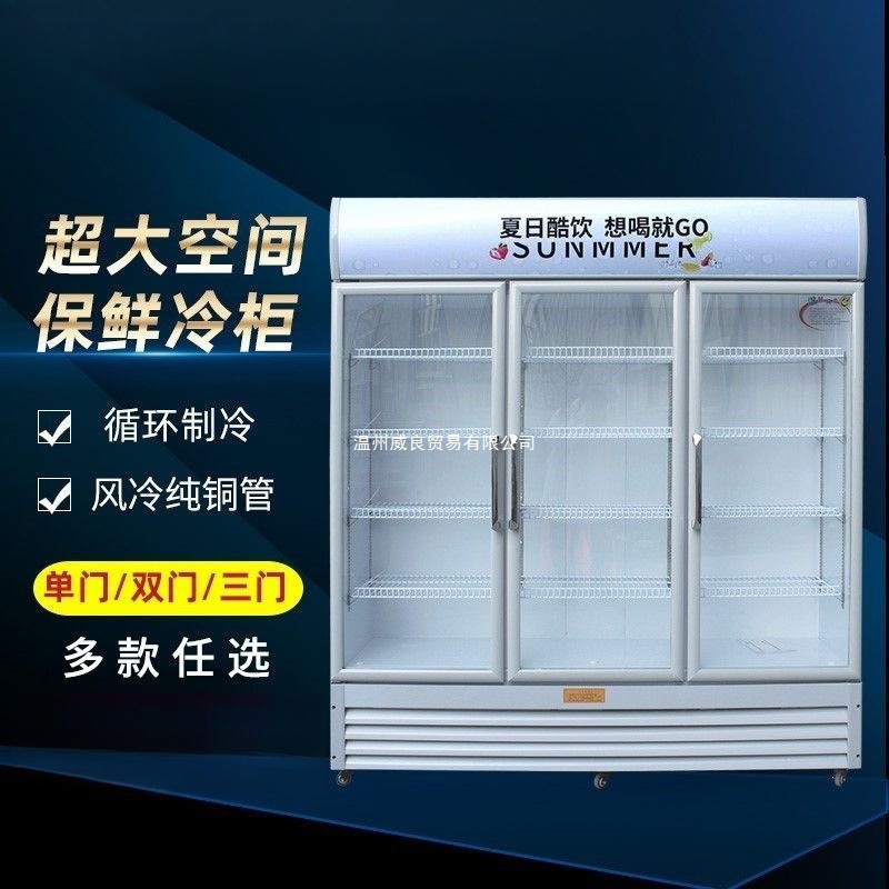 Refrigerated Display Cabinet Vertical Commercial Single-Door Freezer Large-Capacity Beer Beverage Supermarket Fresh-Keeping Display Cabinet