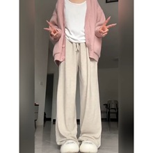 松弛感山本糯米裤女春秋垂感休闲长袖冬季加绒保暖大码胖MM阔腿裤