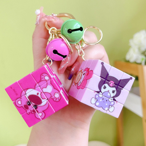 Kuromi Rubik's Cube Pendant Keychain Wholesale Portable Mini Rubik's Cube Puzzle Toy Pendant School Bag Pendant
