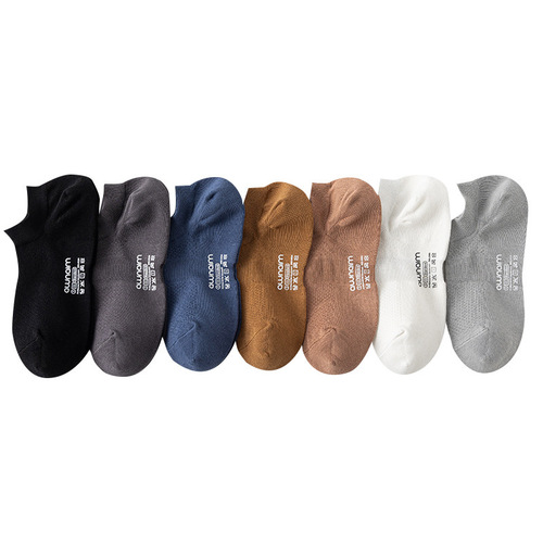 Socks summer men's mesh boat socks solid color breathable sweat-absorbent shallow socks thin cotton socks short men's socks
