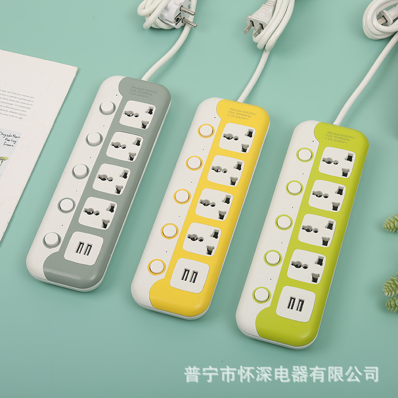 批发外贸插座多功能接线板多孔带开关电源桌面插排美标欧标英标