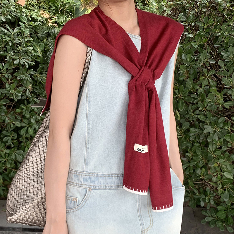 Mantón de punto Tejido de alta calidad Verano multifuncional con tirantes y chal de protección solar, chaleco pequeño, cortina de pedos de cintura