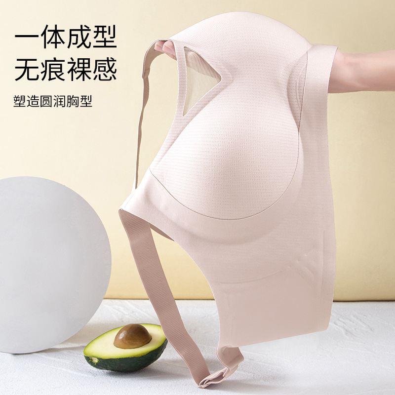 Gran tamaño hueco, ropa interior de soporte suave ligera, damas sin anillo de acero, sujetador anti-caída, sujetador de copa fija