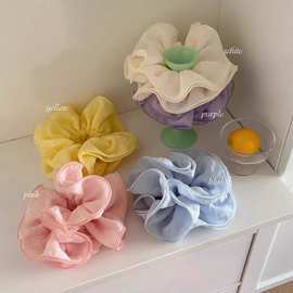 儿童多层泡芙大肠发圈女可爱丸子头发绳头花高级感橡皮筋方巾头饰