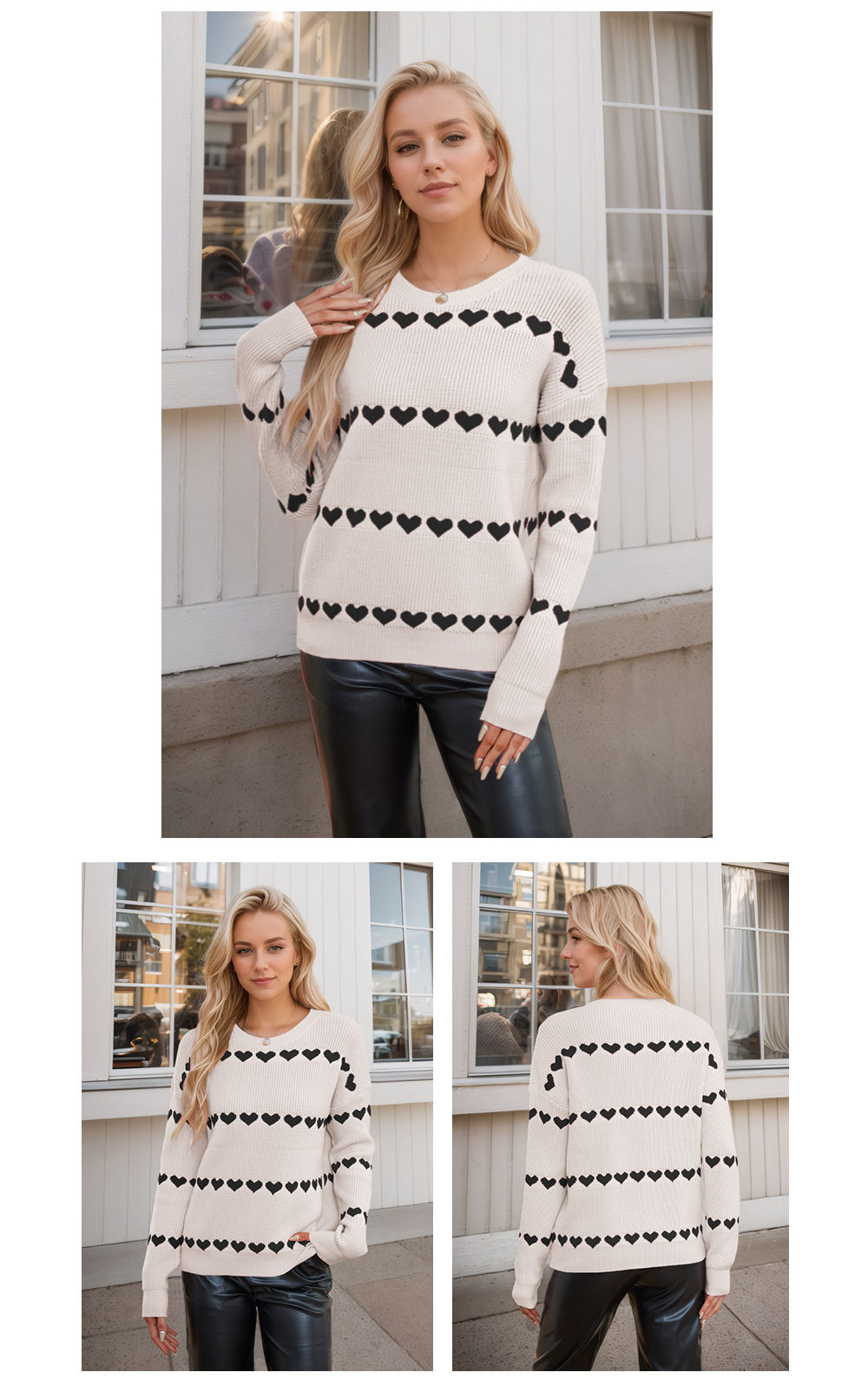 Pullovers Placket Type Wholesale Women's Casual Streetwear Heart Shape Long Sleeve Sweaters & Cardigans