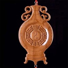 玲珑阁桃木瓶挂件八卦镜门对门厨房卧室卫生间门实木质文玩