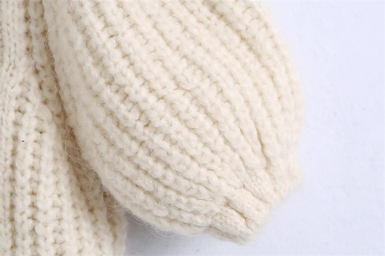 puff sleeve slim short solid color knitted sweater NSYJN118462