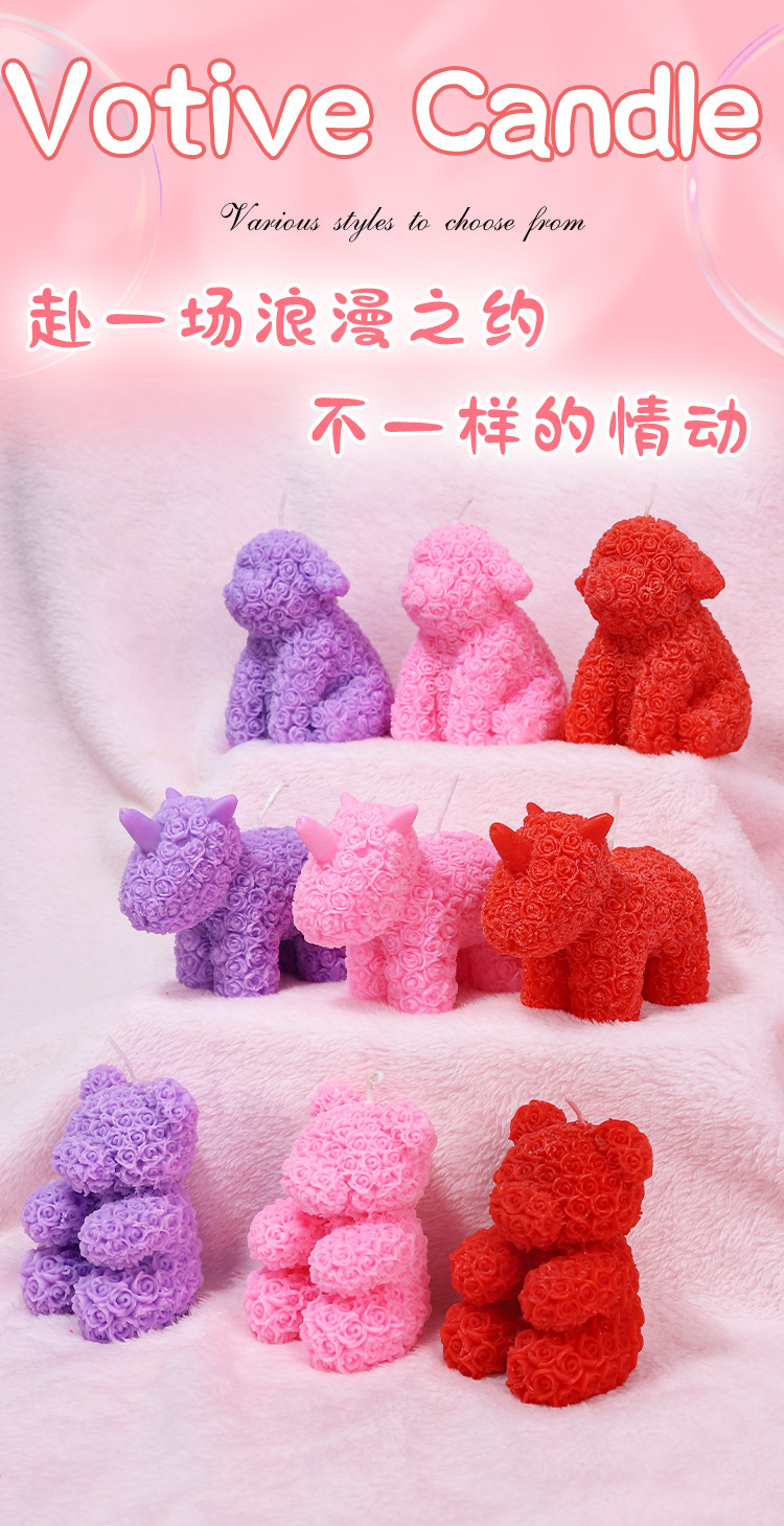 Rose Bear Low-Temperature Massage Candle in Soy Wax for Adult Couples — detail image 2