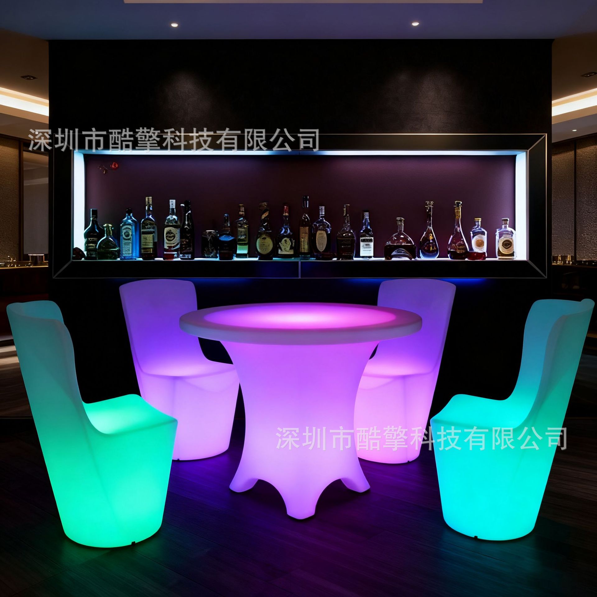 Fabricante cabello recto LED mesa de comedor sillas de mesa redonda muebles ktv colorido al aire libre impermeable rotomolding mesa y sillas de luz image 1