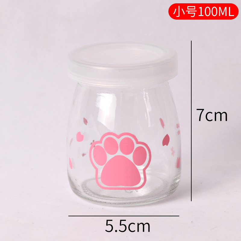 Vaso para pudín con tapa, botella de vidrio para pudín, tarro de miel, gelatina, vaso para mousse de leche de doble capa, vaso para yogur, patrones creativos al por mayor