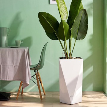 Laizhixiu nórdico flor olla en forma de diamante grande simple alto-superior sala de estar piso automático absorbente nórdico flor olla al por mayor