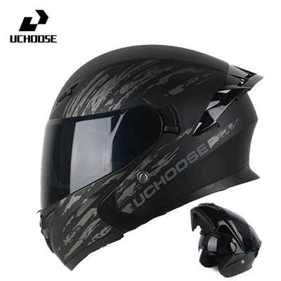 Motorcycle Flip-Up Helmet with Bluetooth, Motorcycle Safety Supplies - speed-gray-tea-mirror-free-transparent-mirror-bluetooth-headset-m