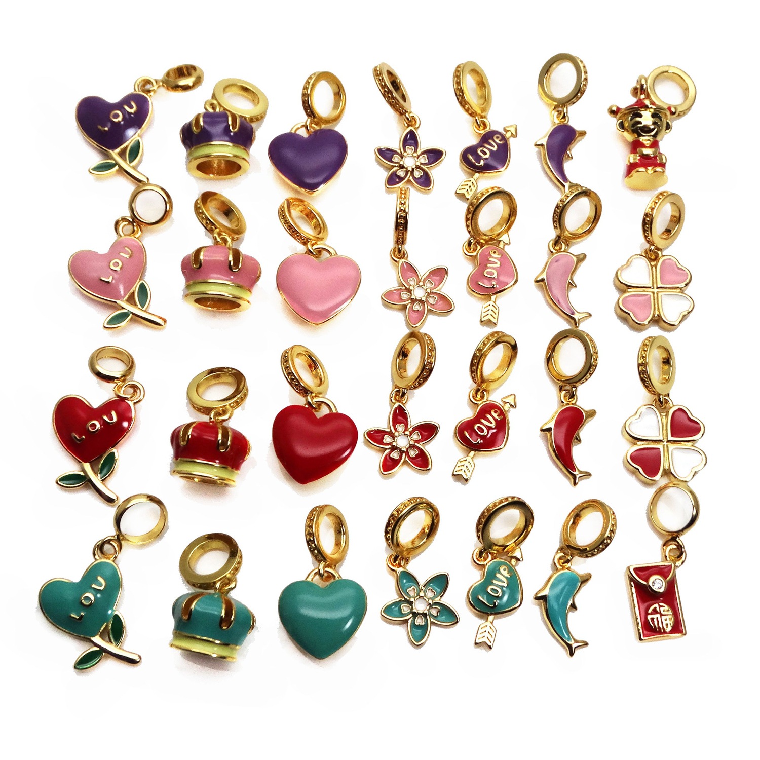 6g Weight Charms, Jewelry Accessories Classification 1 Piece Quantity Copper Material Heart Shape Pattern Enamel Design Cute Style 1 Piece Copper Heart Shape 无