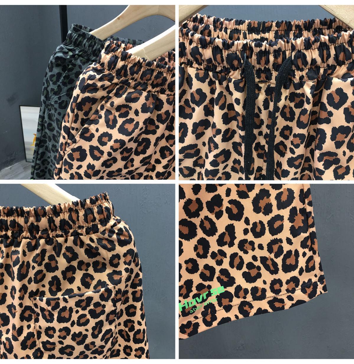 Plus Size Men's Leopard Print Shorts Summer Trendy Beachwear New Thin Style Retro Five Point Cut_viptrois.com