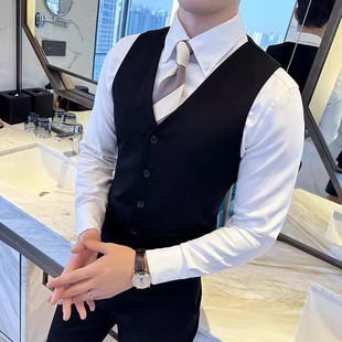 2024 Five-button Men's Vest Slim-fit Vest Men's Suit Vest Business Dress Vest European Size