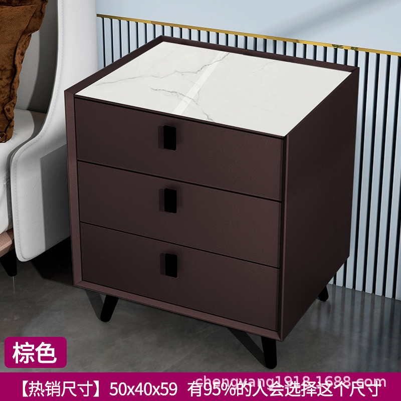 Mesita de noche madera maciza Placa de roca simple moderno Internet celebridad dormitorio mesita de noche protección del medio ambiente todo partido gabinete de almacenamiento mesita de noche