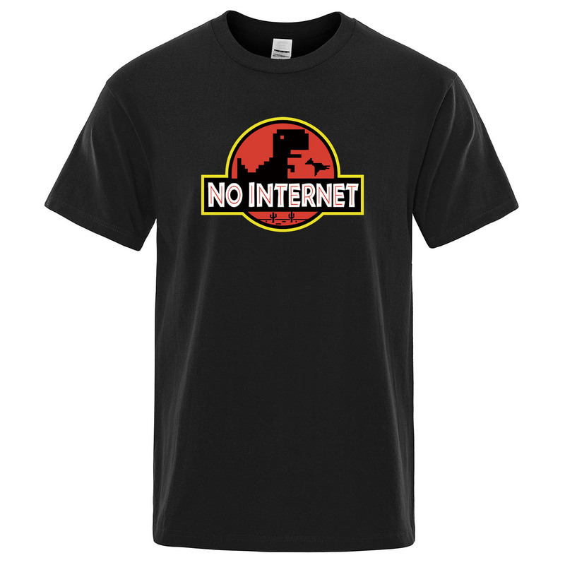 Cartoon Dinosaur T-Shirt with Print, T-Shirt Without Internet Connection, Men's Dinosaur T-Shirt, Funny Original Design, Jurassic Top Cartoon Dinosaur T-Shirt with Print, T-Shirt Without Internet Connection, Men's Dinosaur T-Shirt, Funny Original Design, Jurassic Top