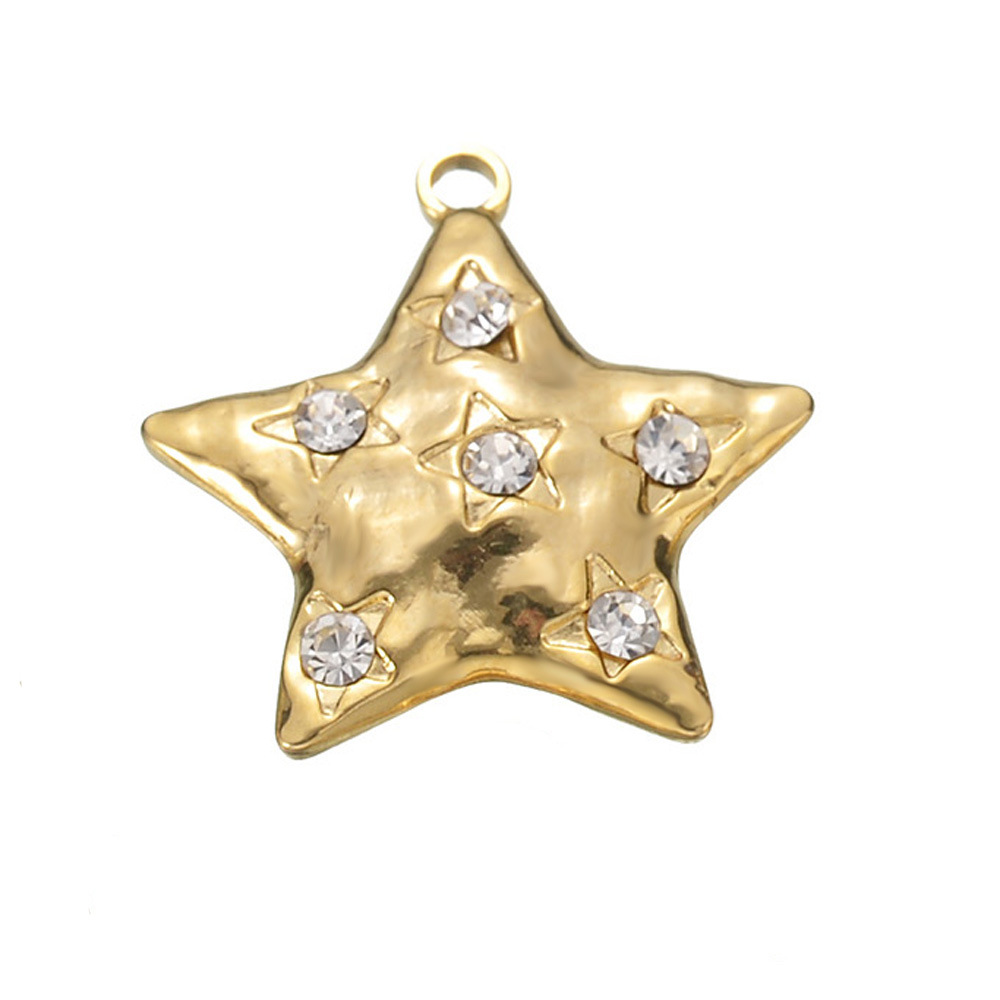 5 Pcs/package Simple Style Star Stainless Steel Plating Inlay Pendant Jewelry Accessories display picture 3
