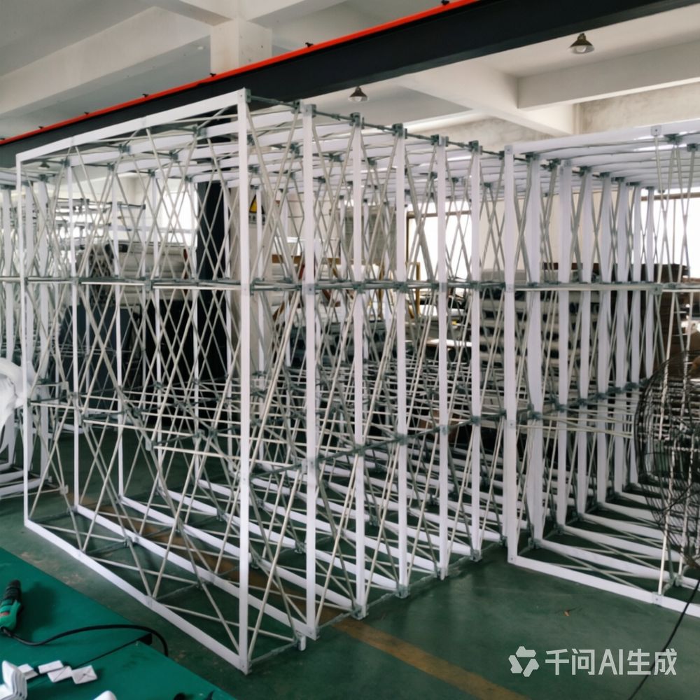 Expositor de malla enrollable WeiKou de fábrica en Shanghái con tela impresa por transferencia térmica, 16 tubos de aluminio, pared de fondo para exposiciones de 3x4, plegable, entrega por SF Express, hecho a medida.